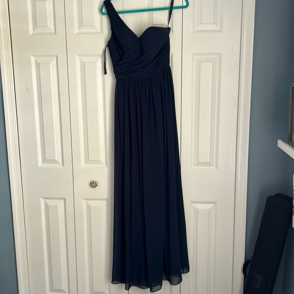 One Shoulder Chiffon Navy Bridesmaid formal wedding guest Dress Size 2